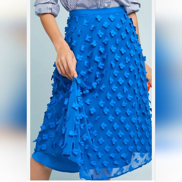 Mauve Anthropologie Sz M Alice Textured Flower Ocean Coastal Flared Layer Skirt - Picture 2 of 12